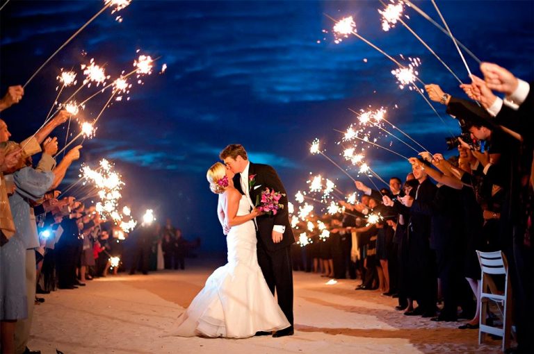 Wedding sparklers send off