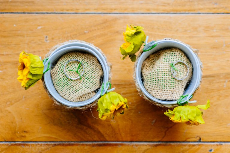Rustic wedding ring bucket