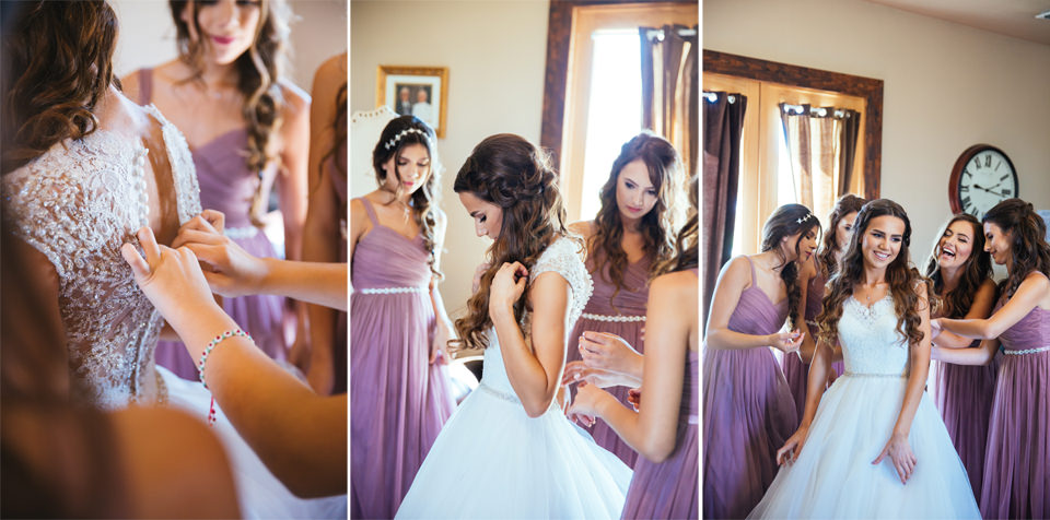 Bride getting ready before wedding at Hanford Ranch Winery