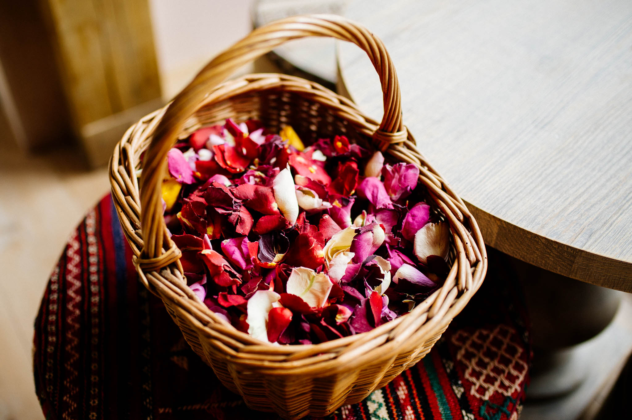 Real petals at an eco friendly wedding