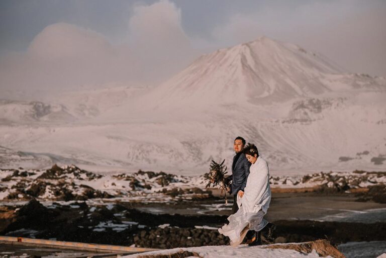 A couple eloping in Iceland